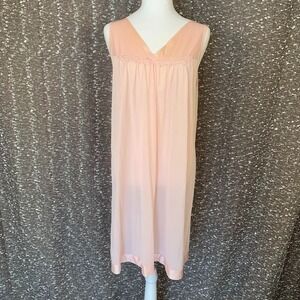 Vintage Vanity Fair Pink Slip Dress Nightgown‎ Sleeveless Preppy Chic Women's M